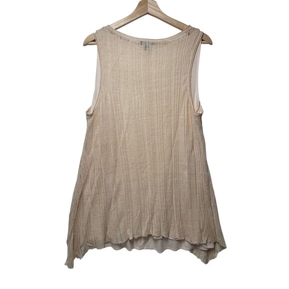 Eileen Fisher Variegated Silk Linen Asymmetrical Tunic Tank Top Lagenlook Size L - Picture 5 of 11